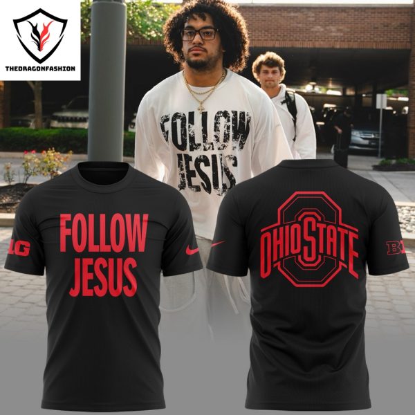 Follow Jesus Ohio State Buckeyes 3D T-Shirt – Black