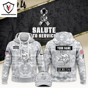 Personalized Minnesota Vikings Camo 2024 Salute to Service Club Hoodie