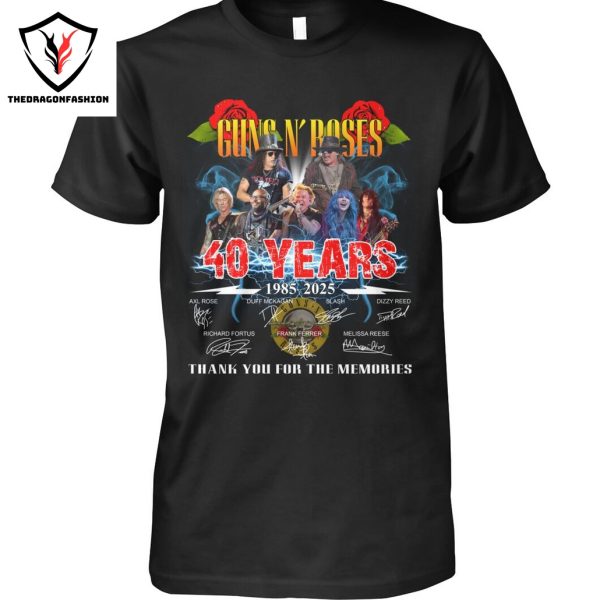 Guns N Roses 40 Years 1985-2025 Signature Thank You For The Memories Unisex T-Shirt