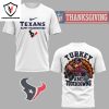 Houston Texans Happy Thanksgiving – Turkey And Touchdowns 3D T-Shirt – Black