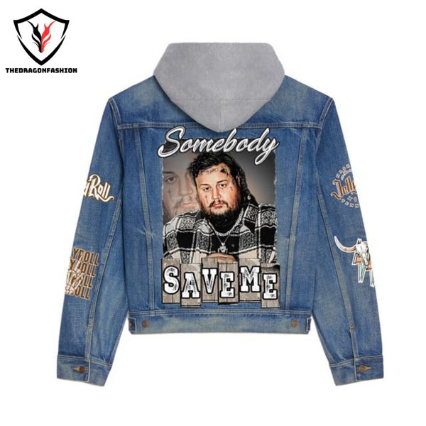 Jelly Roll Somebody Save Me Hooded Denim Jacket