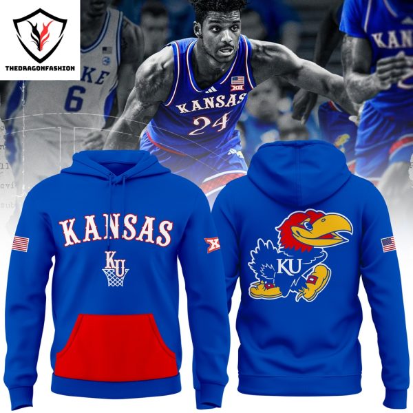 Kansas Jayhawks Men Basketball Logo Hoodie – Blue