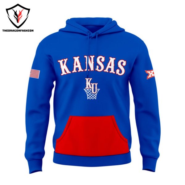 Kansas Jayhawks Men Basketball Logo Hoodie – Blue