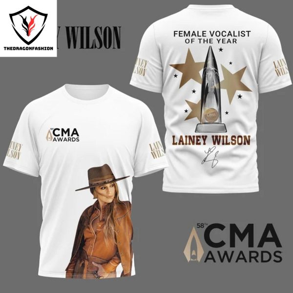 Lainey Wilson Female Vocalist Of The Year 58th CMA Awards Signature 3D T-Shirt – White