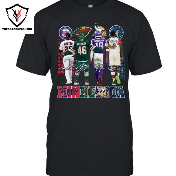 Minnesota Twins x Minnesota Wild x Minnesota Vikings x Minnesota Timberwolves Signature Unisex T-Shirt