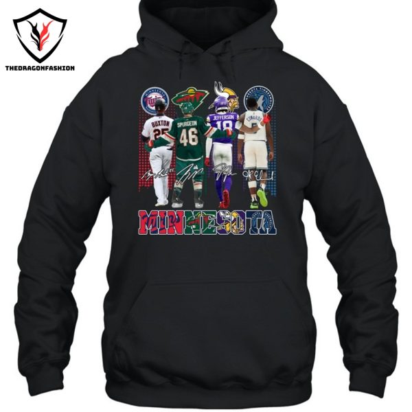 Minnesota Twins x Minnesota Wild x Minnesota Vikings x Minnesota Timberwolves Signature Unisex T-Shirt