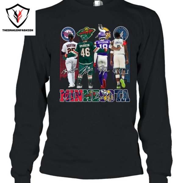 Minnesota Twins x Minnesota Wild x Minnesota Vikings x Minnesota Timberwolves Signature Unisex T-Shirt