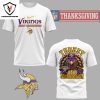 Minnesota Vikings Happy Thanksgiving – Turkey And Touchdowns 3D T-Shirt – Black