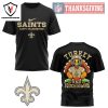 New Orleans Saints Happy Thanksgiving – Turkey And Touchdowns 3D T-Shirt – Brown