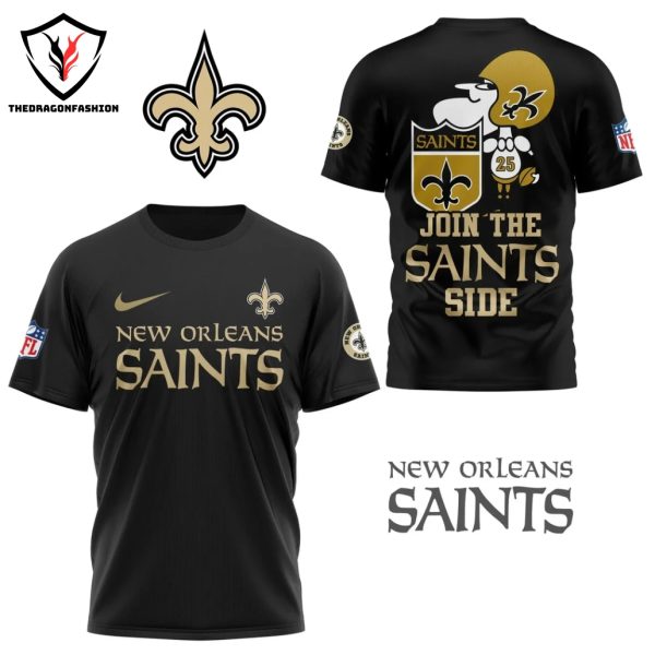 New Orleans Saints Join The Saints Side 3D T-Shirt – Black