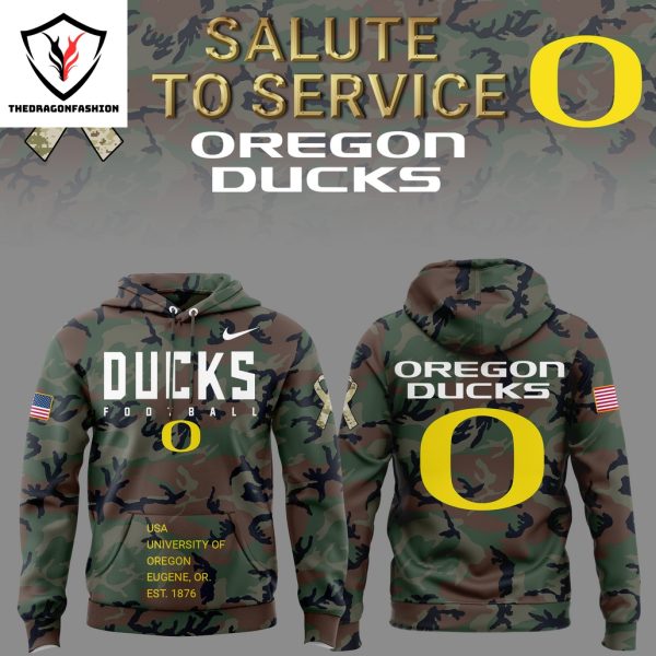 Oregon Ducks Football 2024 Military Appreciation Club Hoodie