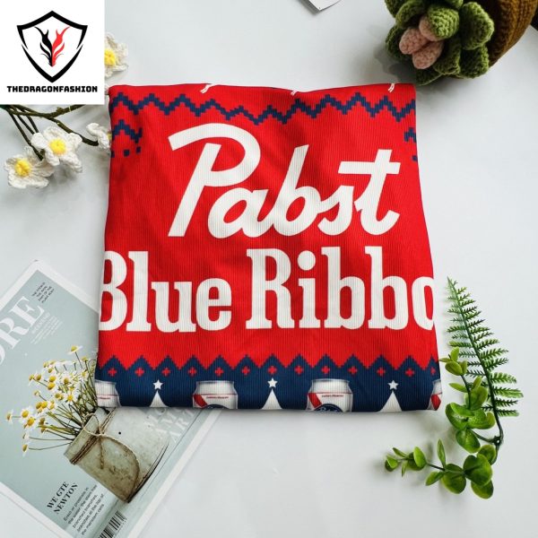 Pabst Blue Ribbon Beer Christmas Red Sweater