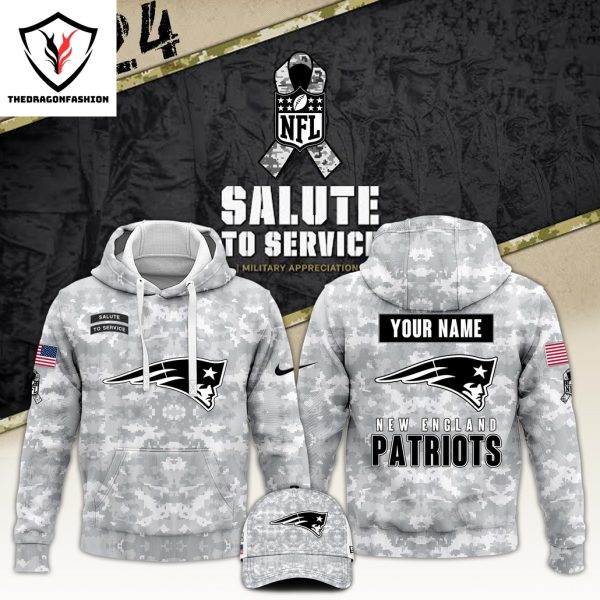 Personalized 2024 New England Patriots Football Camo 2024 Salute To Service Club Hoodie