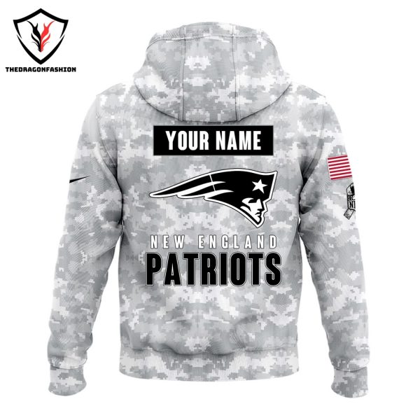 Personalized 2024 New England Patriots Football Camo 2024 Salute To Service Club Hoodie