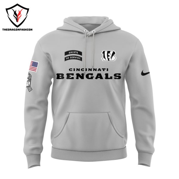 Personalized Cincinnati Bengals Salute To Serviec Hoodie – Grey