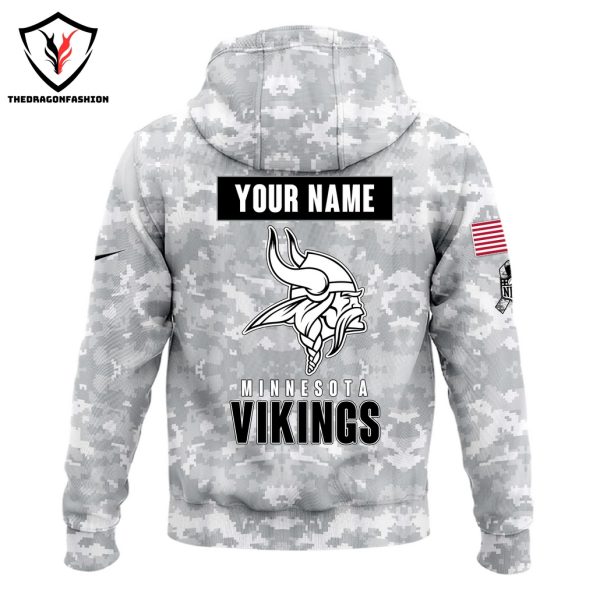 Personalized Minnesota Vikings Camo 2024 Salute to Service Club Hoodie