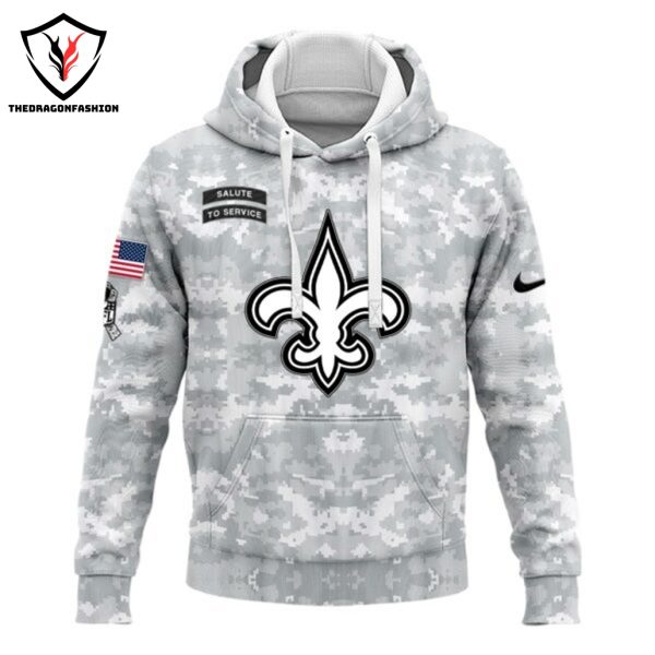 Personalized New Orleans Saints Camo 2024 Salute to Service Club Hoodie