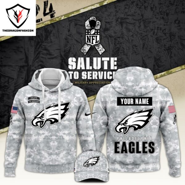 Personalized Philadelphia Eagles Camo 2024 Salute To Service Club Hoodie