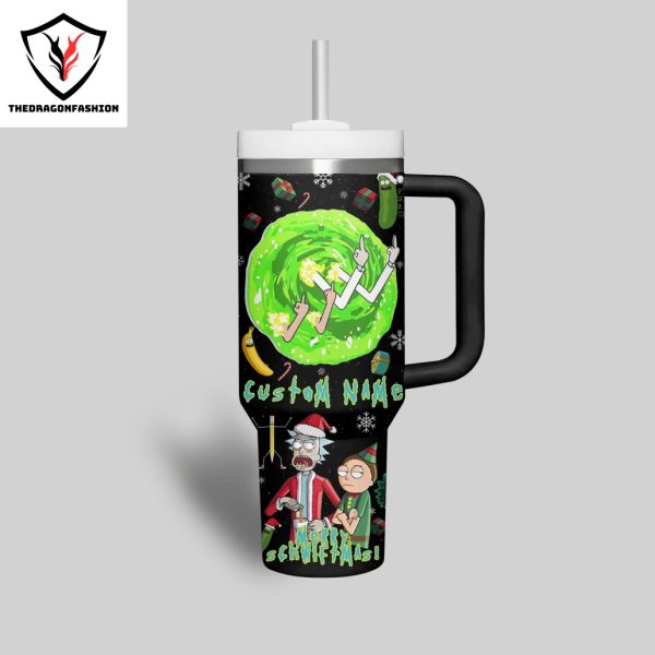 Personalized Rick And Morty Merry Rickmas Tumbler With Handle And Straw