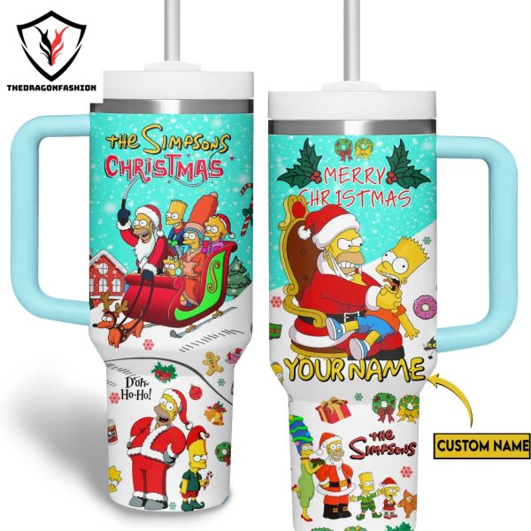 Personalized The Simpsons Christmas Tumbler With Handle And Straw