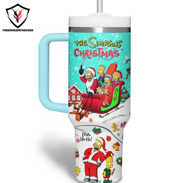 Personalized The Simpsons Christmas Tumbler With Handle And Straw