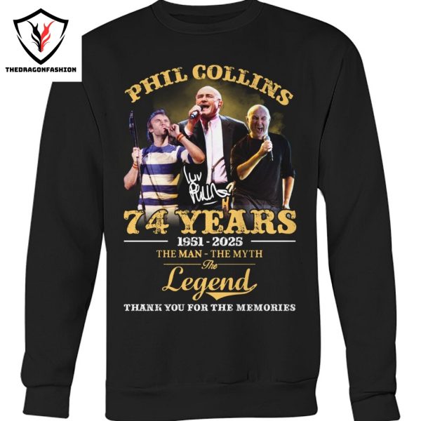 Phil Collins 74 Years 1961-2025 The Man – The Myth – The Legend Signature Thank You For The Memories Unisex T-Shirt