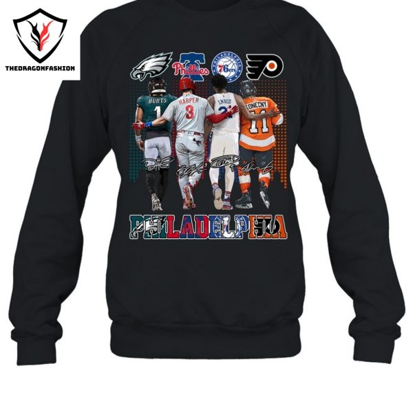 Philadelphia Team Philadelphia Eagles x Philadelphia Phillies x Philadelphia 76ers x Philadelphia Flyers Signature Unisex T-Shirt