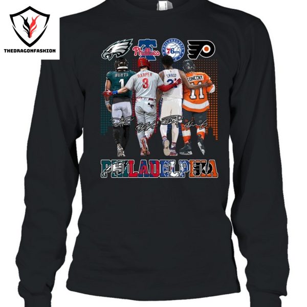 Philadelphia Team Philadelphia Eagles x Philadelphia Phillies x Philadelphia 76ers x Philadelphia Flyers Signature Unisex T-Shirt