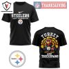 Pittsburgh Steelers Happy Thanksgiving – Turkey And Touchdowns 3D T-Shirt – White