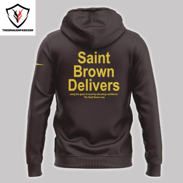 Saint Brown Delivers Detroit Lions Hoodie – Brown