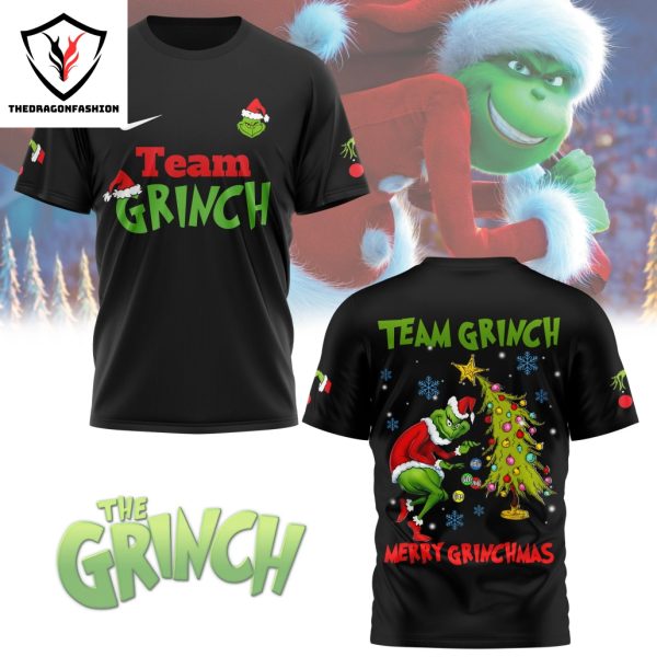 Team Grinch Merry Christmas 3D T-Shirt – Black