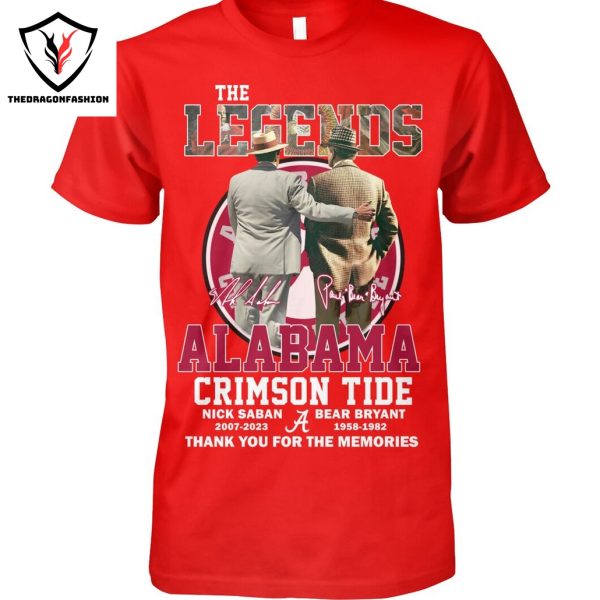 The Legends Alabama Crimson Tide Nick Saban x Bear Bryant Signature Thank You For The Memories Unisex T-Shirt