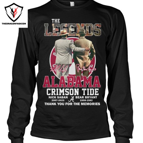 The Legends Alabama Crimson Tide Nick Saban x Bear Bryant Signature Thank You For The Memories Unisex T-Shirt