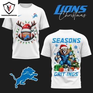 Detroit Lions Seasons Grit-Ings 3D T-Shirt – White