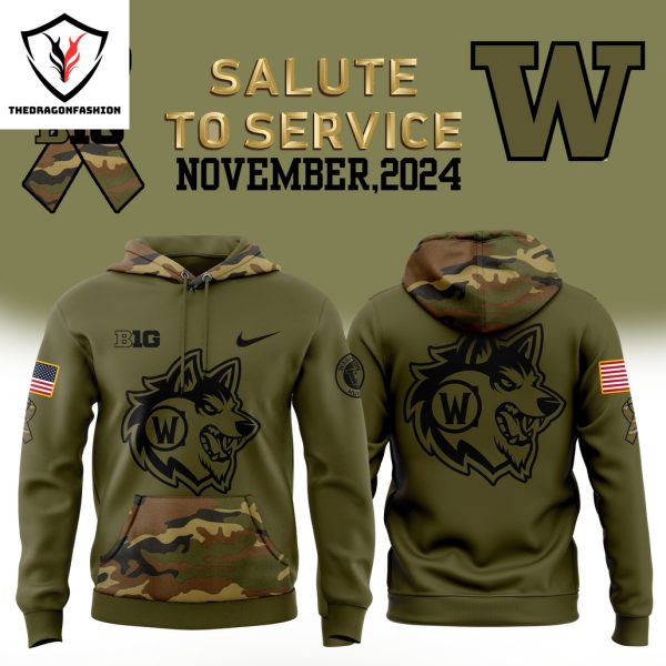 Washington Huskies Football 2024 Salute To Service Club Hoodie