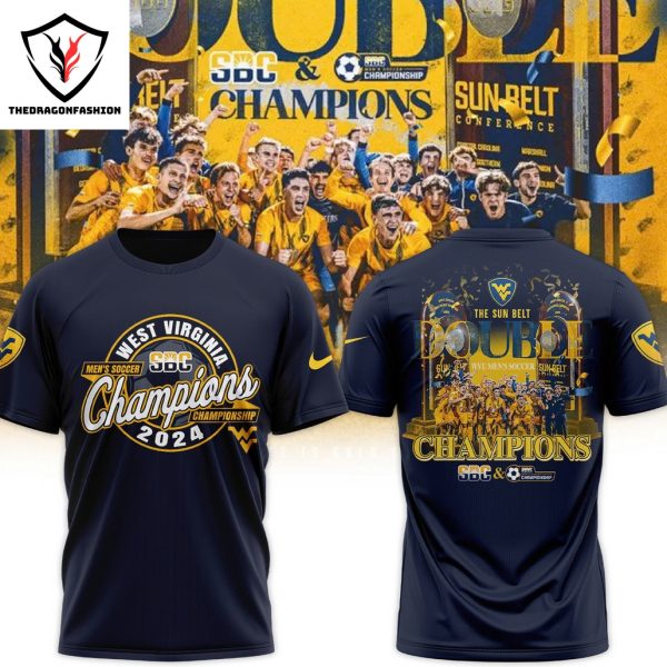 West Virginia Mens Soccer Sun Belt Champions 2024 3D T-Shirt