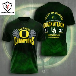 Oregon Ducks Champions 2024 Big Ten First Season In The Big Ten Quack Attack 3D T-Shirt