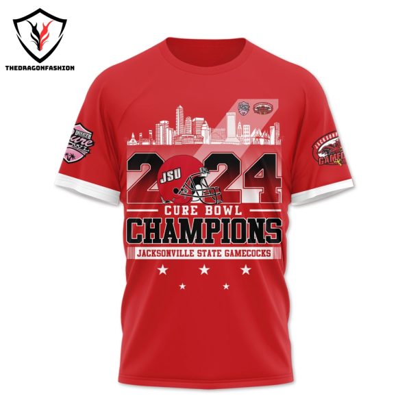 2024 Cure Bowl Champions Jacksonville State Gamecocks 3D T-Shirt