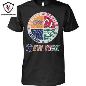 New York Knicks x New York Jets x New York Yankees x New Jersey Devils Unisex T-Shirt