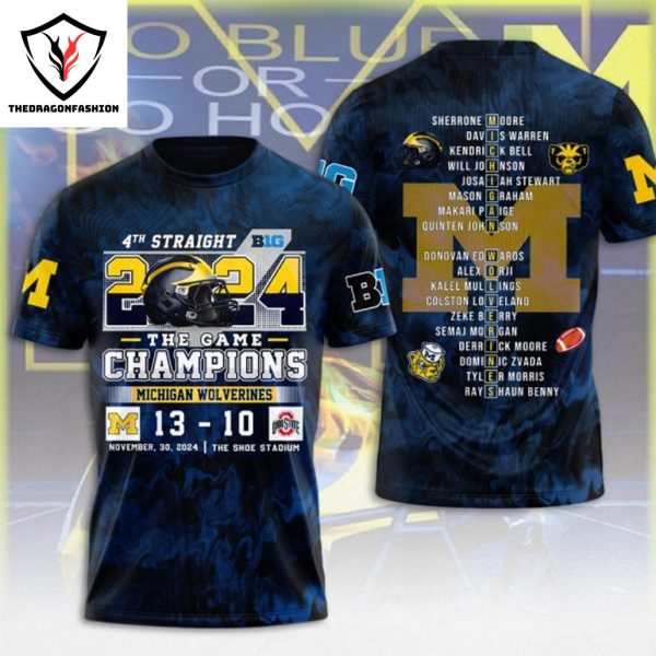 4th Straight 2024 The Game Champions Michigan Wolverines 3D T-Shirt