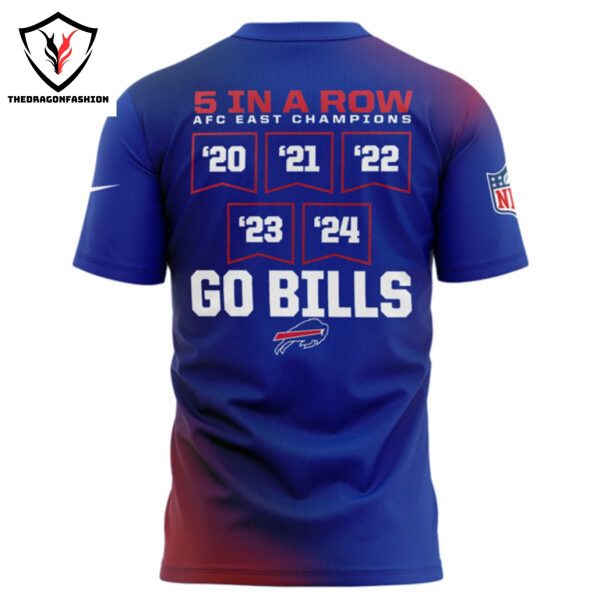 5x Consecutive AFC East 2020-2024 Champions Buffalo Bills – Go Bills 3D T-Shirt