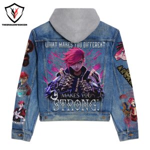 Arcane League Of Legends Makes You Strong Hooded Denim Jacket