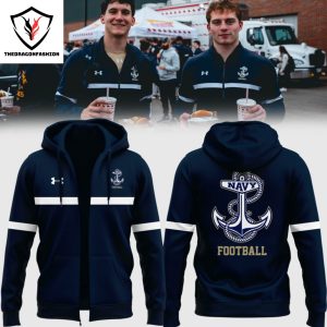 Navy Midshipmen Football Design Zip Hoodie