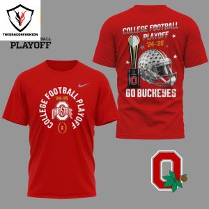 Ohio State Buckeyes College Football Playoff 24-25 Go Buckeyes 3D T-Shirt – Red