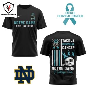 Notre Dame Fighting Irish Tackle Cervical Cancer 3D T-Shirt – Black