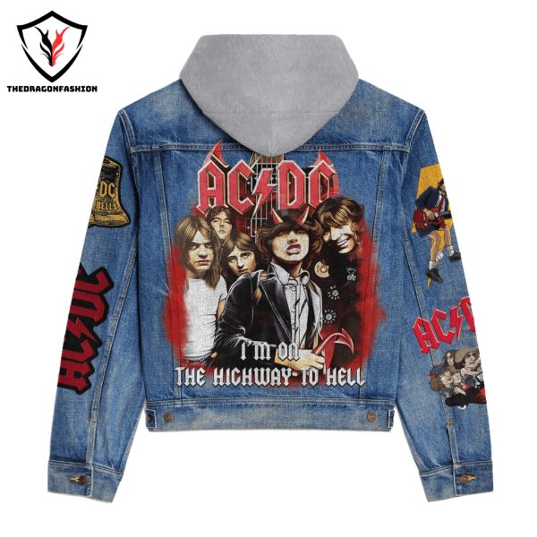 AC DC Im On The Highway To Hell Hooded Denim Jacket