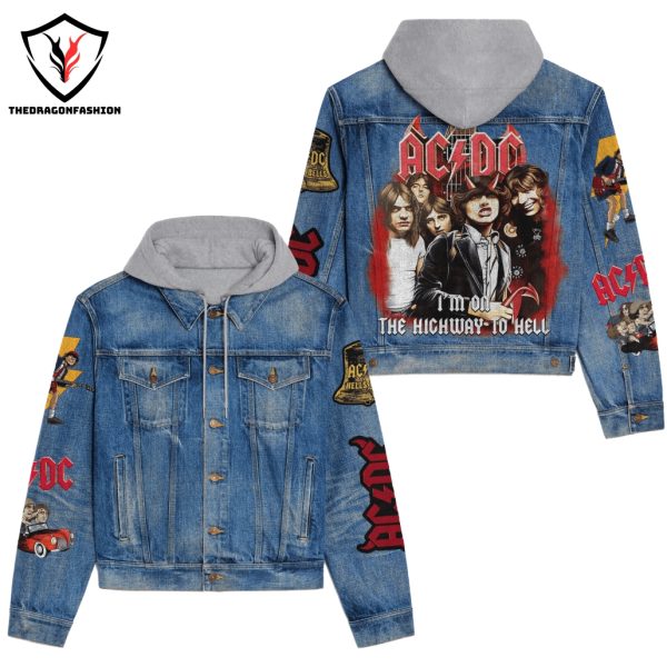 AC DC Im On The Highway To Hell Hooded Denim Jacket