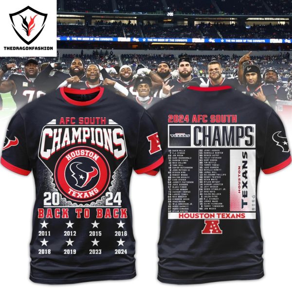 Afc South Champion Houston Texans Back To Back 2024 3D T-Shirt