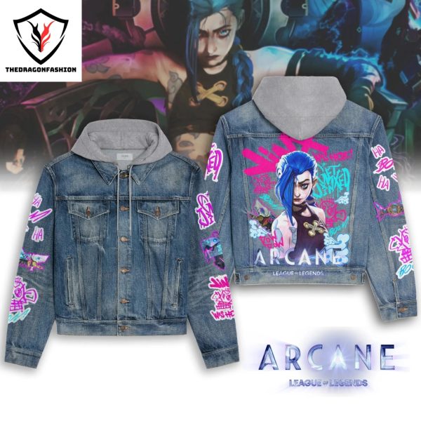 Arcane League Of Legends Jinx Hooded Denim Jacket