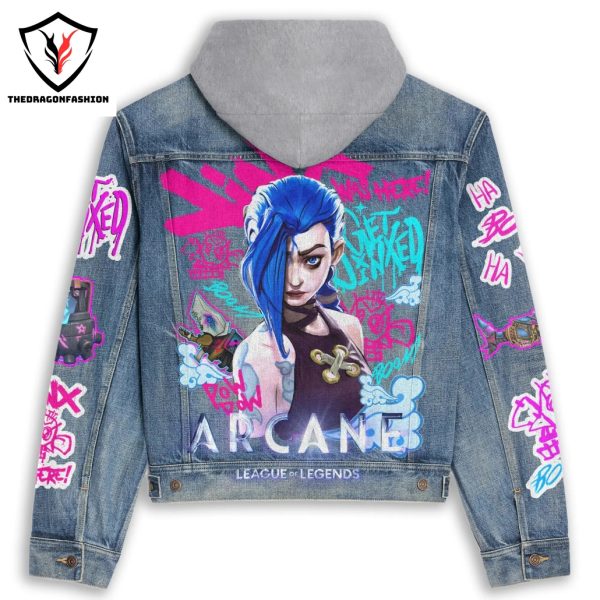 Arcane League Of Legends Jinx Hooded Denim Jacket